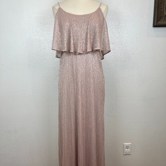 Show Me Your MuMu Caitlyn Ruffle Maxi Dress Magic Mauve Glitter Woman Size S - Picture 1 of 5
